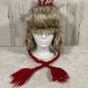 American Eagle Wool Alpaca Faux Fur Trapper Hat Fair Isle Knit Ear Flap OS NWT